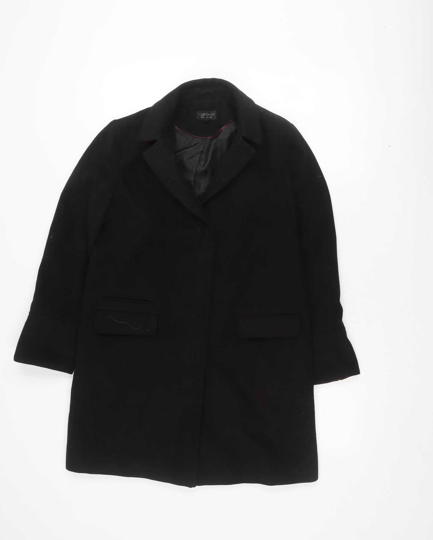 Womens UK Size 8 Topshop Black Trench Coat