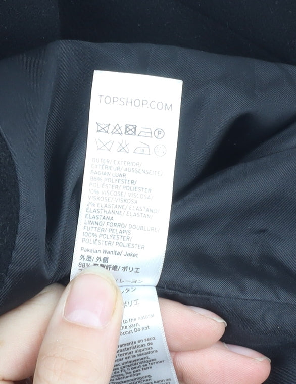 Womens UK Size 8 Topshop Black Trench Coat