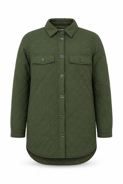 Object Women's Green Quilted Jacket Size 10 Casual