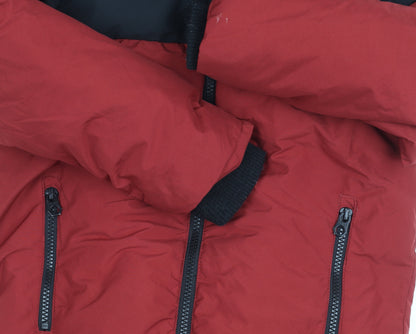 Next Boys Red & Black Puffer Jacket 6Y Hooded Lined