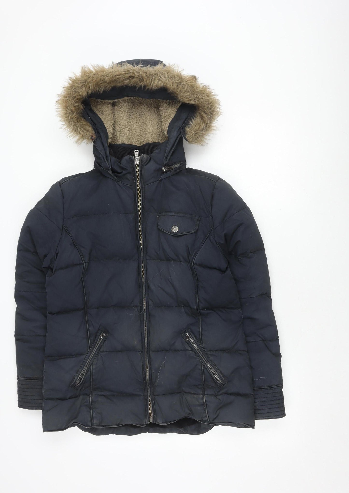 Crew Women's Black Puffer Jacket Size 12 Down Filled