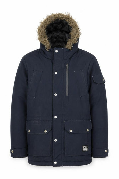 Mens UK Size 2XS SUPPLY & DEMAND Blue Parka Coat