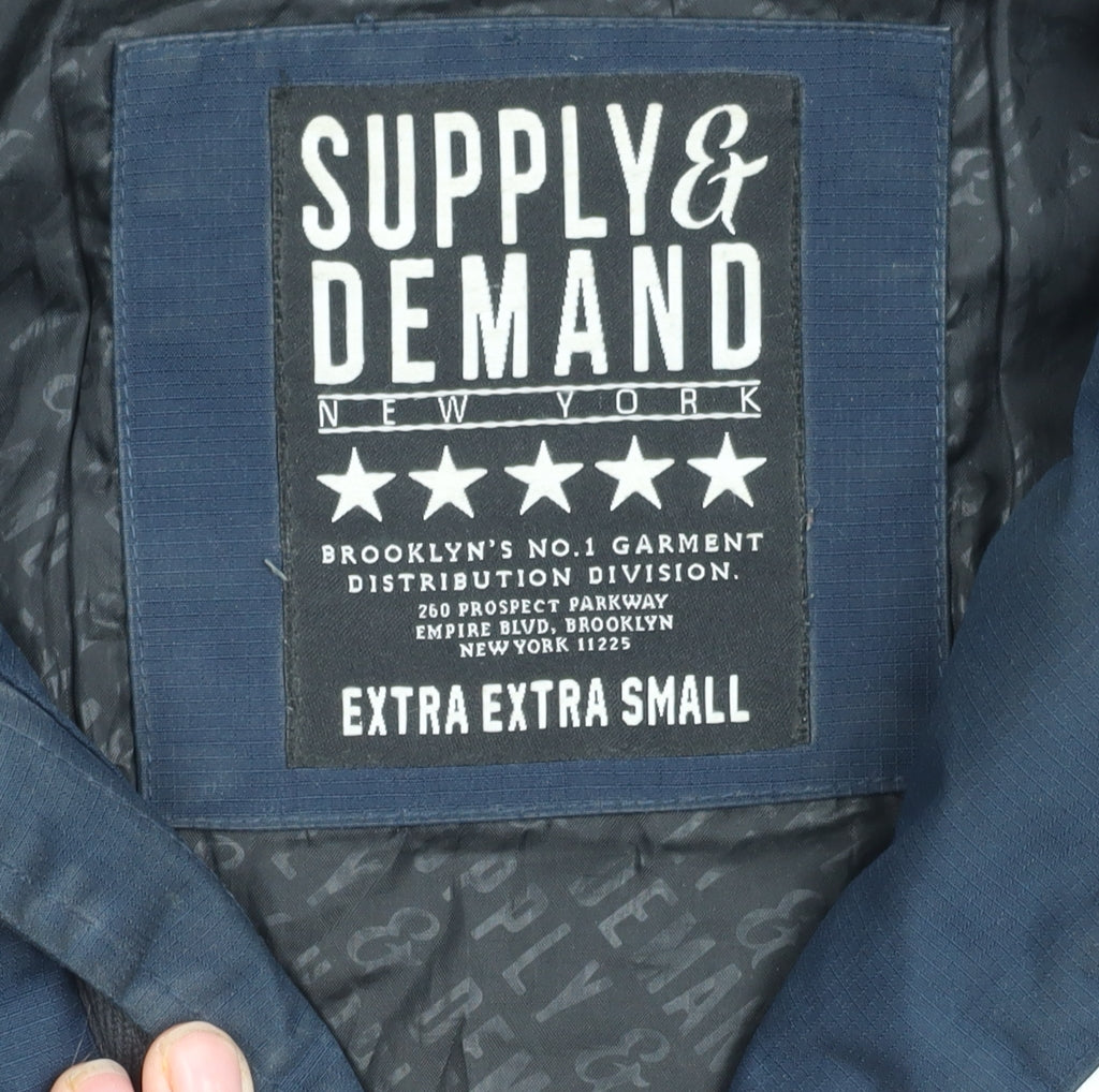 Mens UK Size 2XS SUPPLY & DEMAND Blue Parka Coat