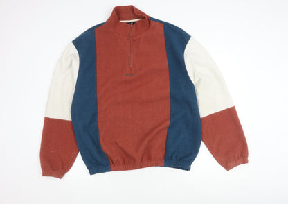 Urban Outfitters Men's Blue-Red Pullover Sweatshirt L