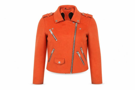 Womens UK Size 6 River Island Orange Biker Coat