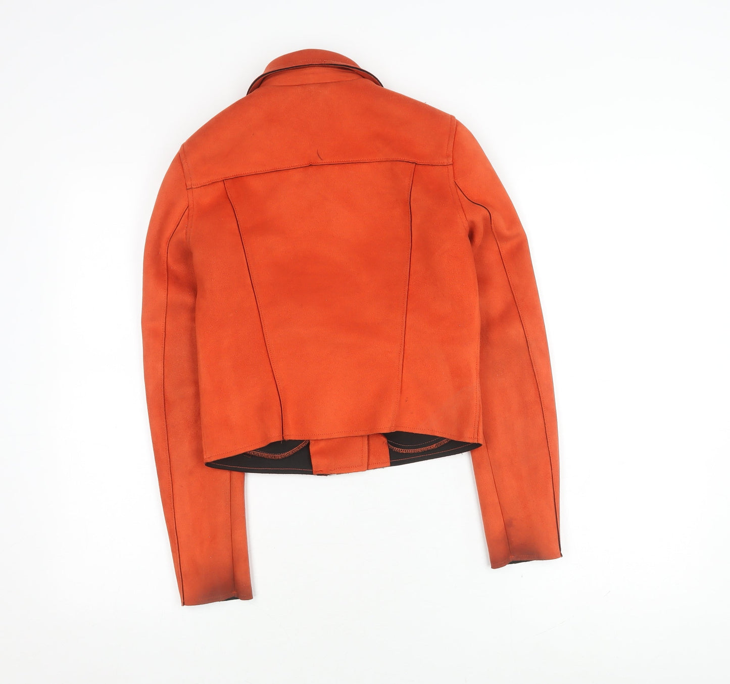 Womens UK Size 6 River Island Orange Biker Coat