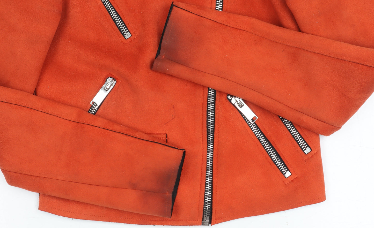 Womens UK Size 6 River Island Orange Biker Coat