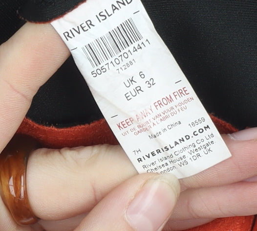 Womens UK Size 6 River Island Orange Biker Coat