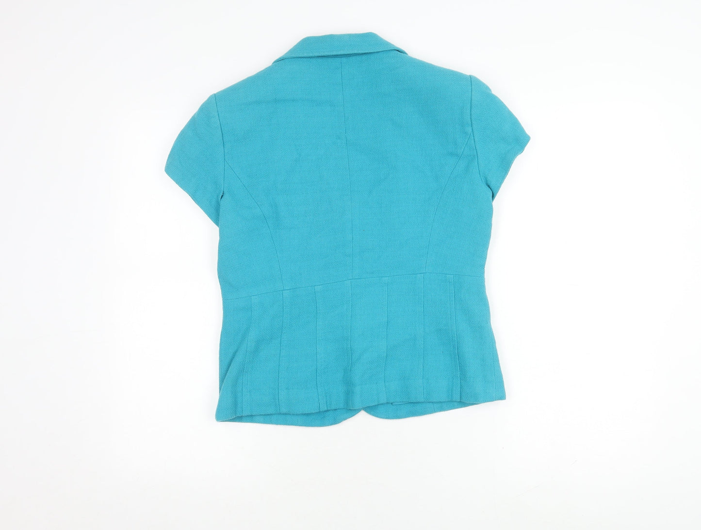 M&Co Women's Blue Short Sleeve Button-Up Shirt