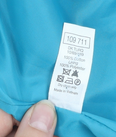 M&Co Women's Blue Short Sleeve Button-Up Shirt