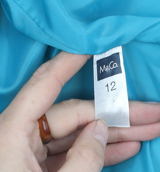 M&Co Women's Blue Short Sleeve Button-Up Shirt