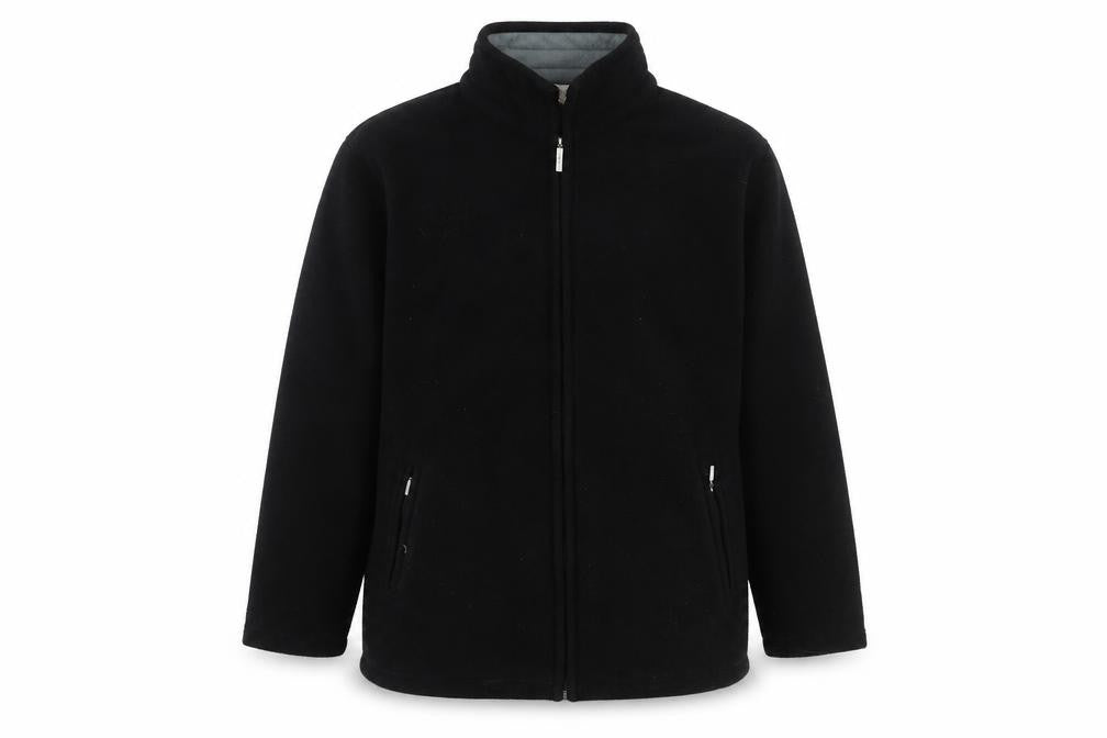 Front view of Bonmarché unisex adults black fleece zip jacket l