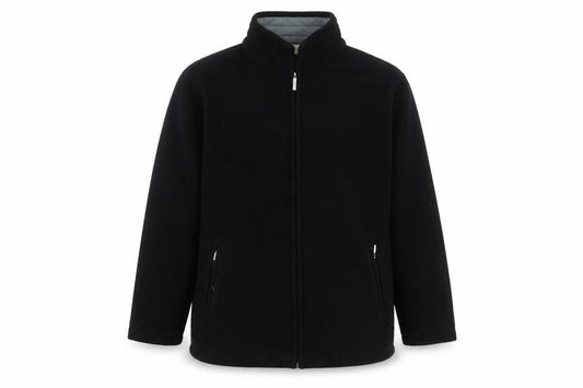Front view of Bonmarché unisex adults black fleece zip jacket l