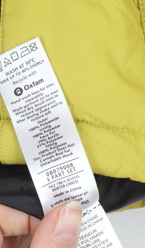 Womens UK Size S Marks and Spencer Yellow Puffer Jacket