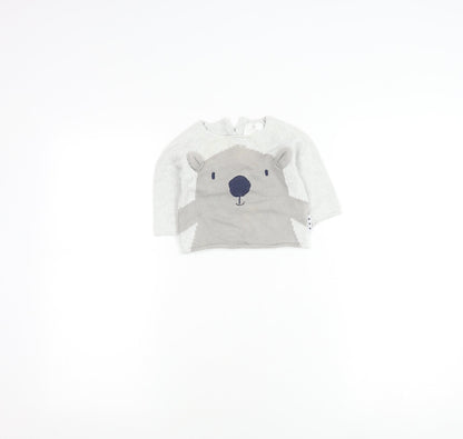 Next Unisex Grey Animal Pullover Jumper 3-6 Months