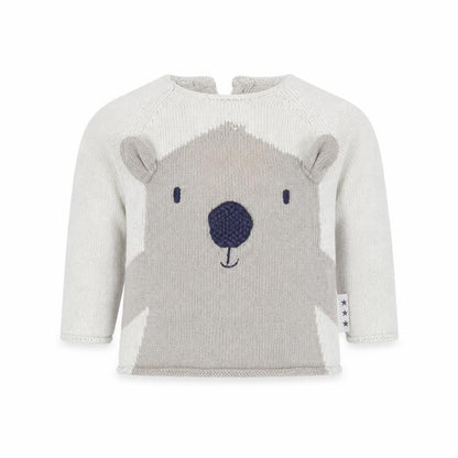 Front view of Next unisex grey animal jumper 3-6 months