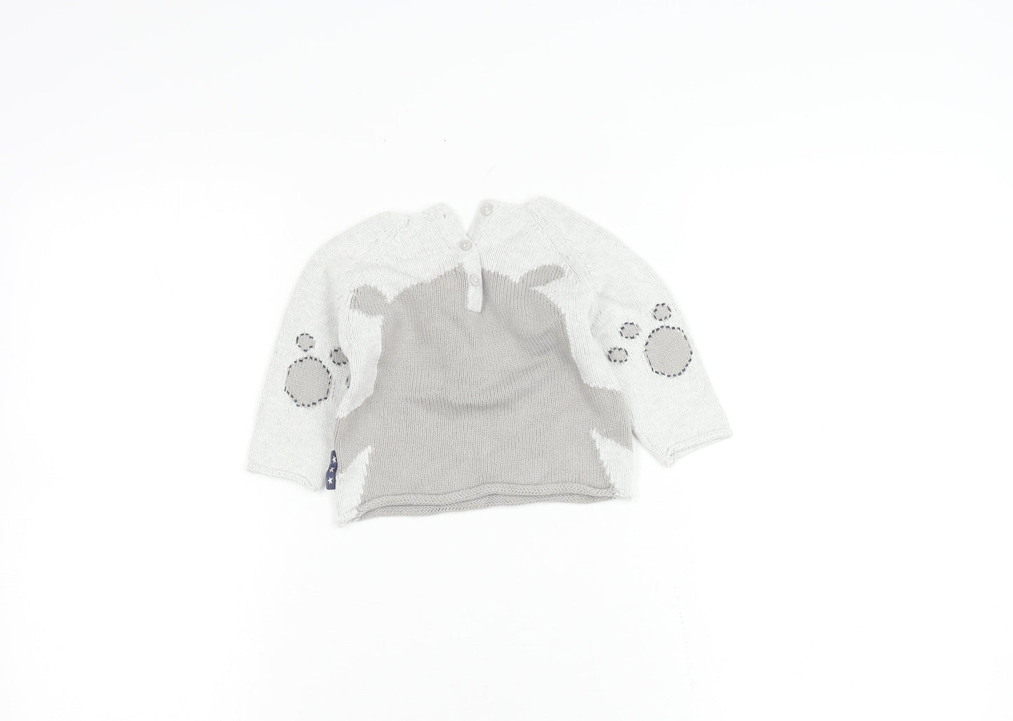 Next Unisex Grey Animal Pullover Jumper 3-6 Months