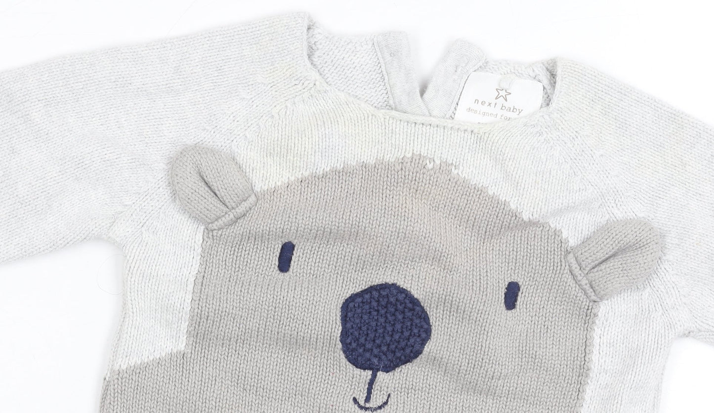 Next Unisex Grey Animal Pullover Jumper 3-6 Months