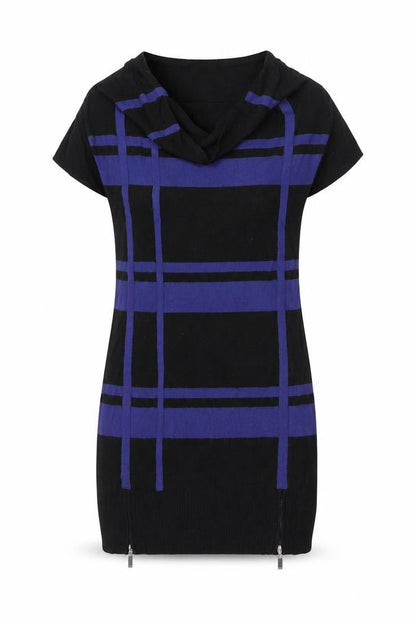 Front view of Monari Women's Black Striped Dress, size 14