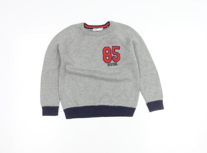 Koton Kids Boys Grey Crew Neck Pullover Jumper Size 5-6