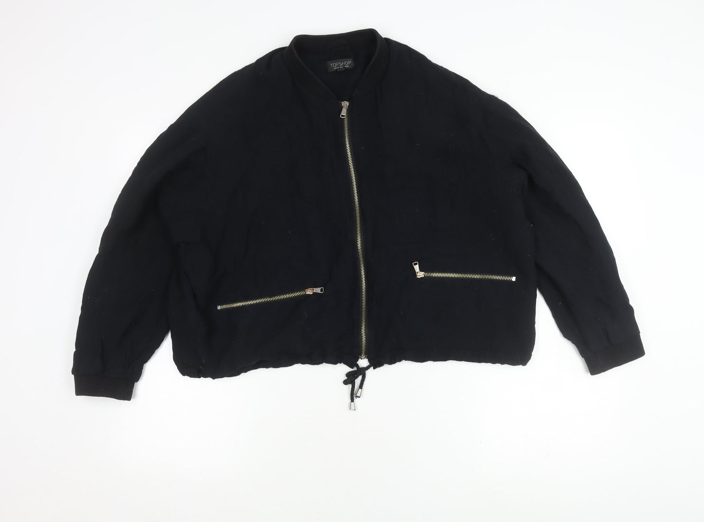Womens UK Size 10 Topshop Black Bomber Jacket