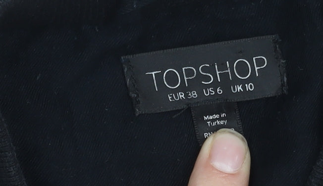 Womens UK Size 10 Topshop Black Bomber Jacket