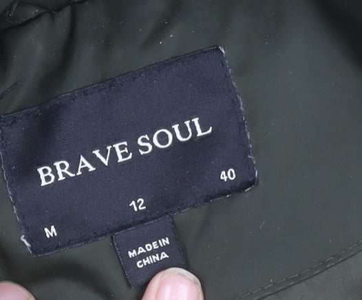 Womens UK Size M Brave Soul Green Puffer Jacket