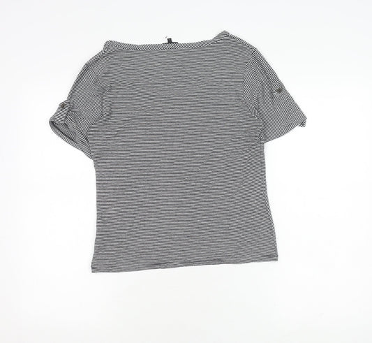 Jaeger Women’s Black Striped T-Shirt, Size L