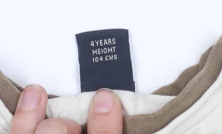 Next Boys Beige Graphic Long Sleeve T-Shirt 4 Years