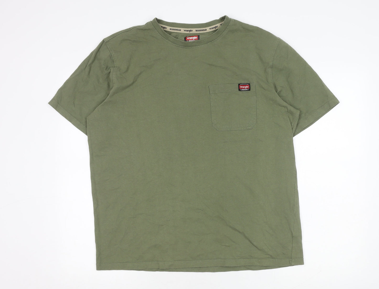 Wrangler Men's Green Cotton T-Shirt L Crew Neck