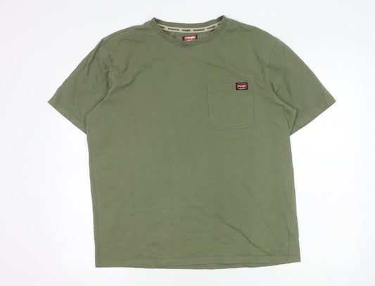 Wrangler Men's Green Cotton T-Shirt L Crew Neck