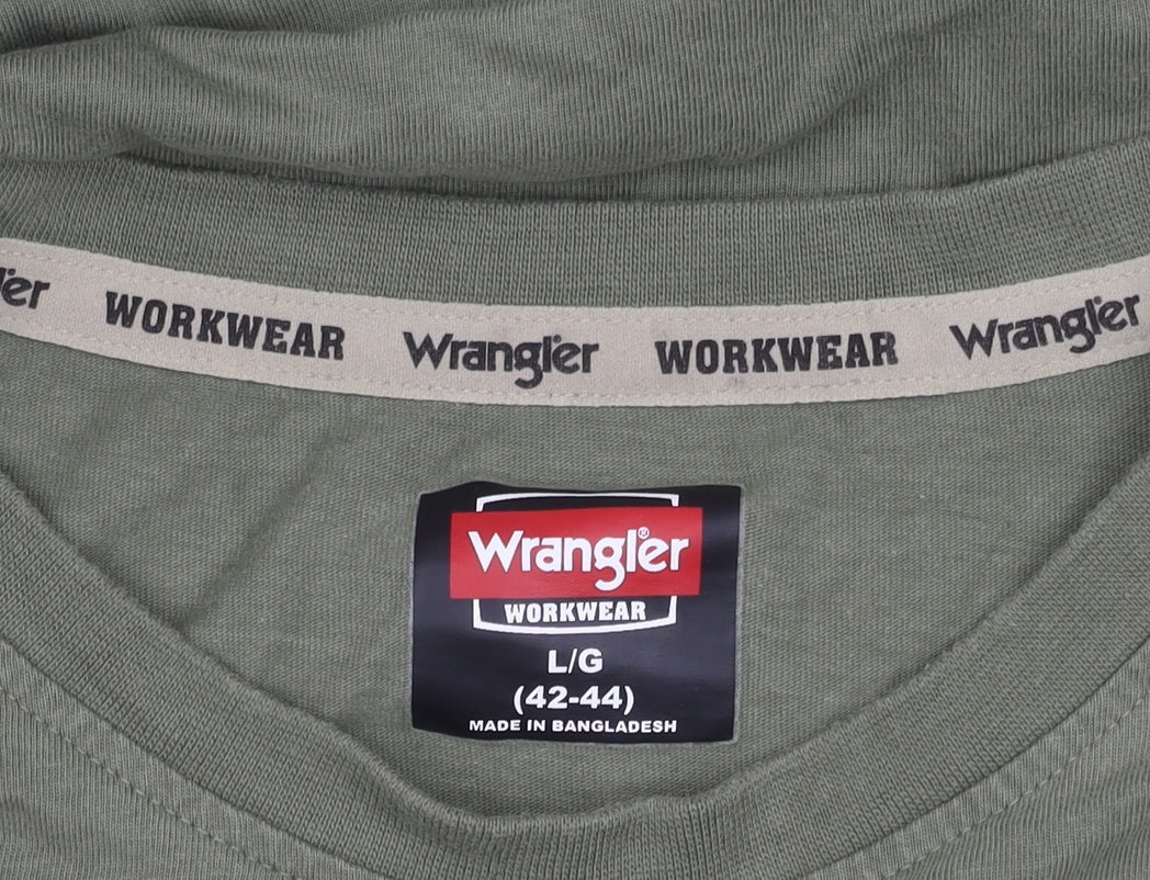 Wrangler Men's Green Cotton T-Shirt L Crew Neck