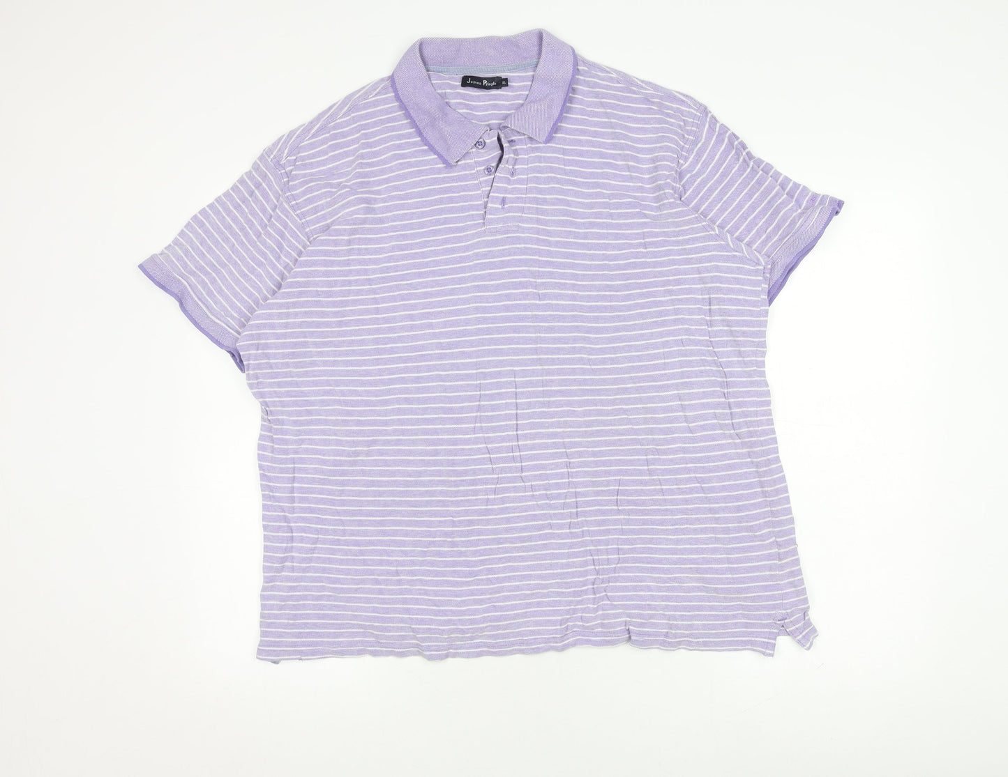 James Pringle Men's Purple Striped Polo Shirt XL
