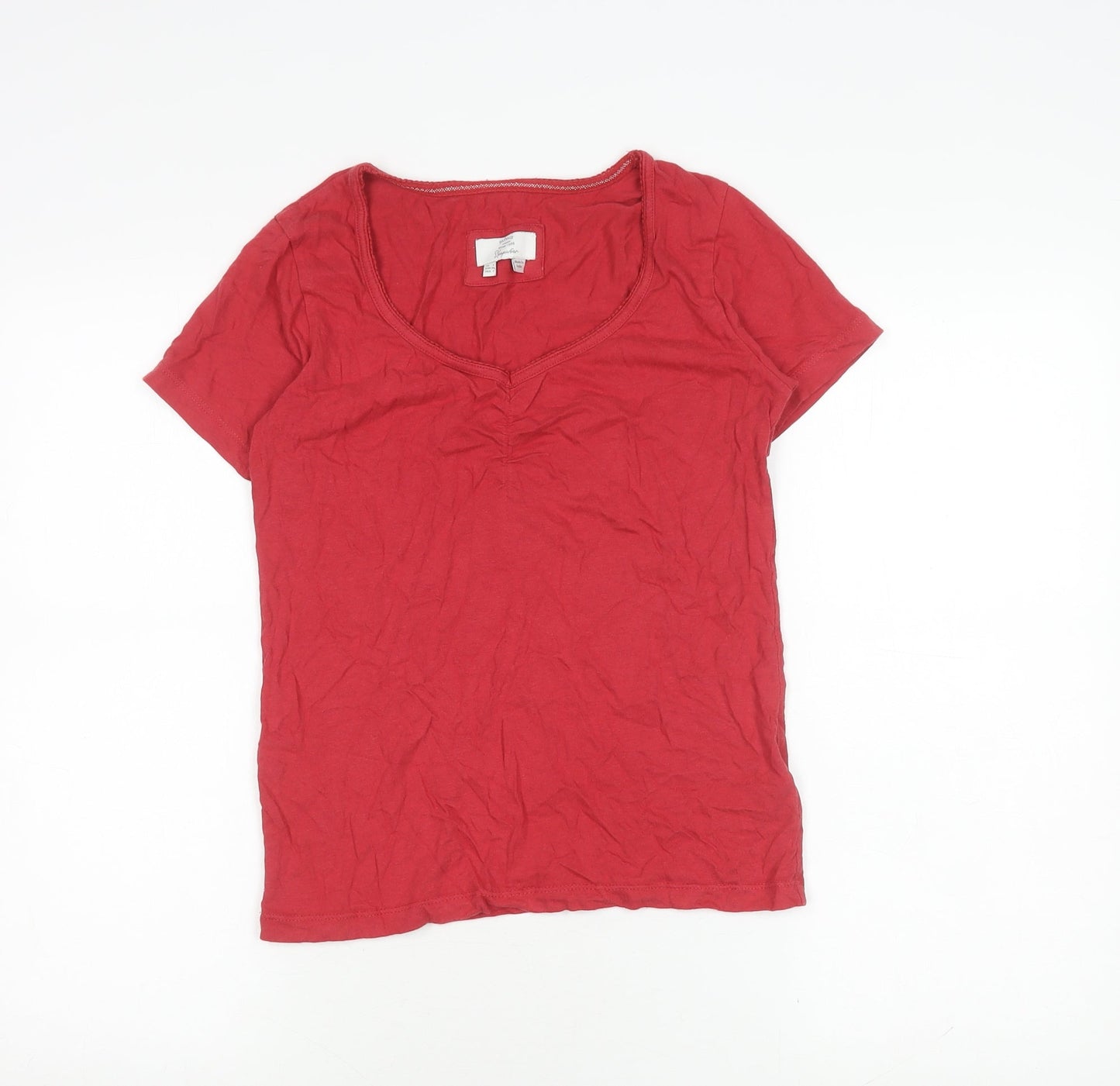 FatFace Women's Red V-Neck T-Shirt, Size 6, Casual Look