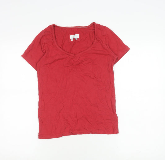 FatFace Women's Red V-Neck T-Shirt, Size 6, Casual Look