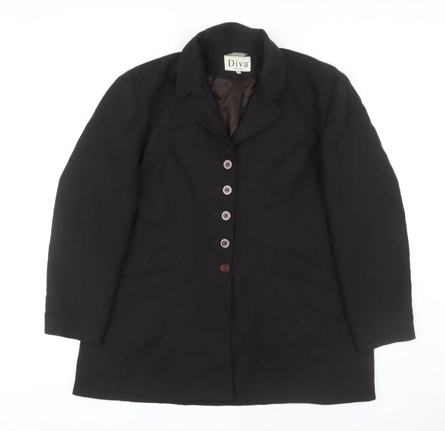 Diva Women's Black Buttoned Overcoat Size 18