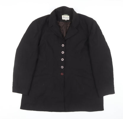 Diva Women's Black Buttoned Overcoat Size 18