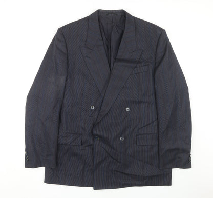 Konen Men's Blue Striped Double-Breasted Blazer 44R