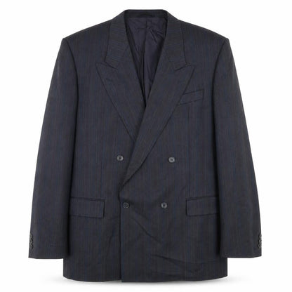 Konen Men's Blue Striped Double-Breasted Blazer 44R