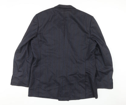 Konen Men's Blue Striped Double-Breasted Blazer 44R