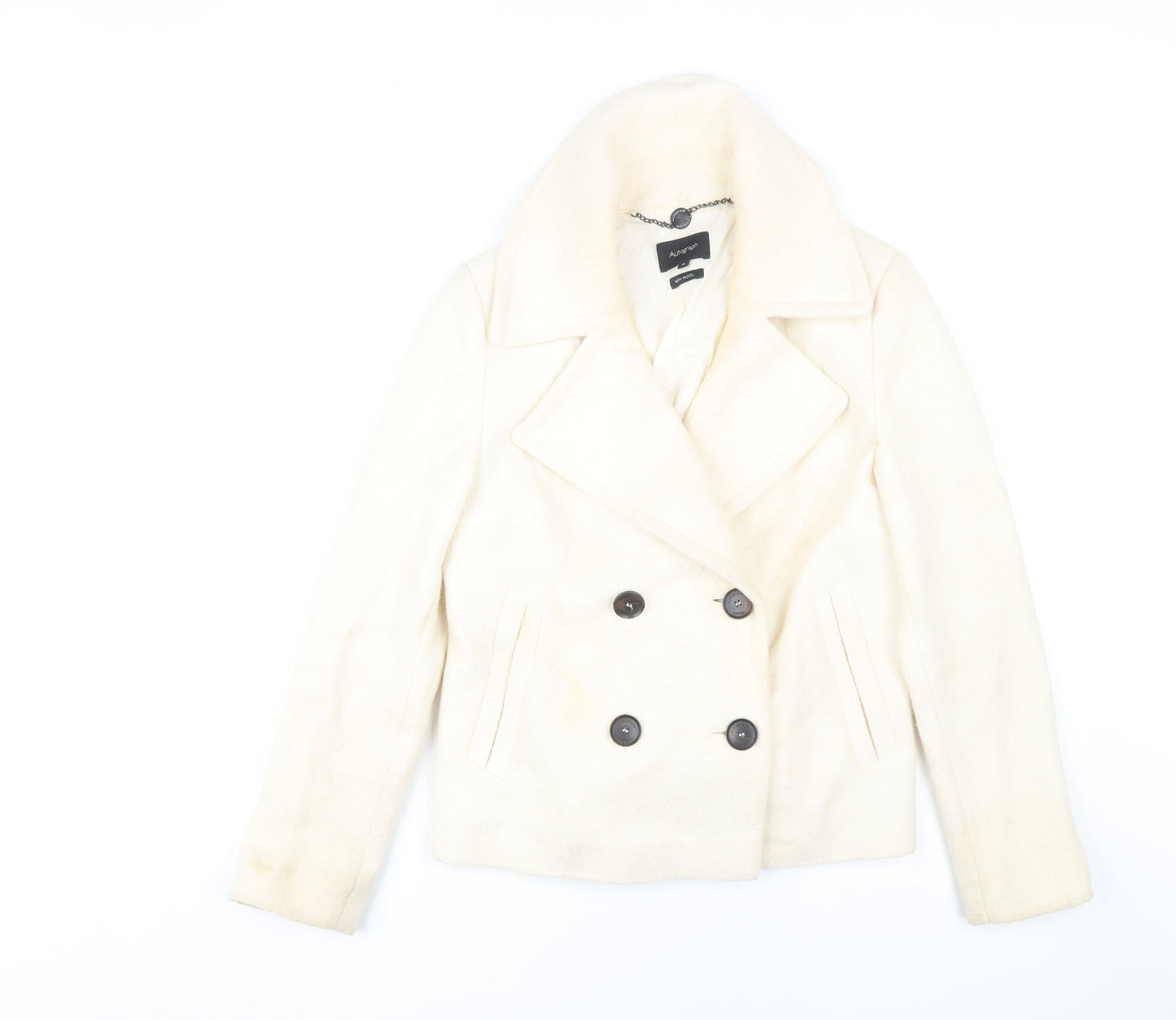 Womens UK Size 10 Marks and Spencer Ivory Pea Coat