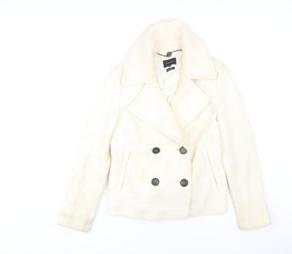 Womens UK Size 10 Marks and Spencer Ivory Pea Coat
