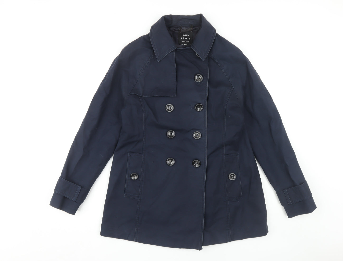 John Lewis Blue Women's Pea Coat, Size 10, Buttoned