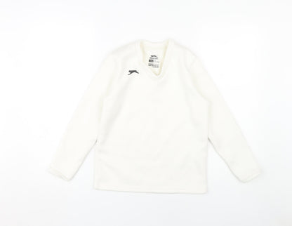 Slazenger Boys Long Sleeve White Pullover 7-8 Years