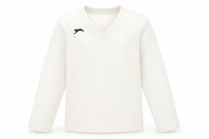 Front view of Slazenger boys’ long sleeve white pullover 7-8 years