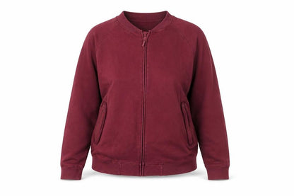 Front view of Neutral unisex red full zip sweatshirt, size S