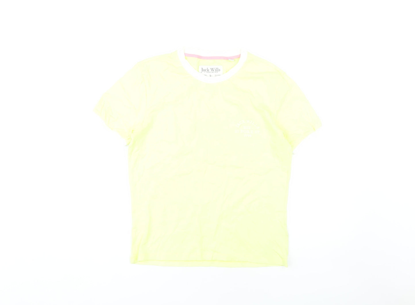 Jack Wills Yellow Women's T-Shirt Size 12 Crew Neck