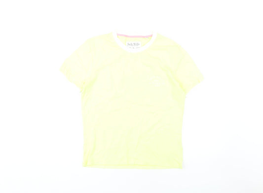 Jack Wills Yellow Women's T-Shirt Size 12 Crew Neck
