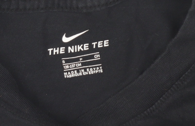 Nike Boys Black T-Shirt S Logo Crew Neck Basic