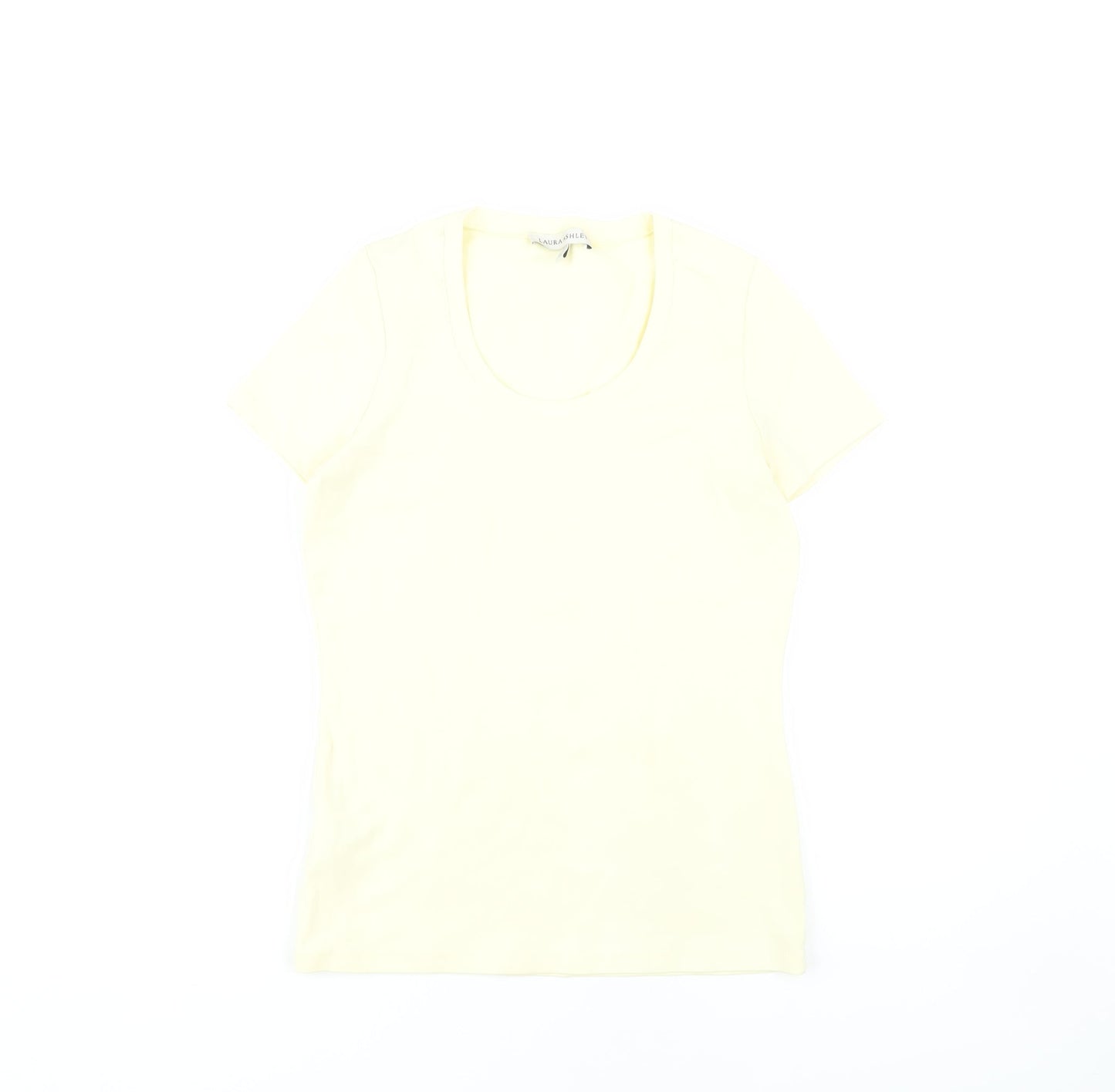 Womens UK Size 12 Laura Ashley Yellow Basic T-Shirt